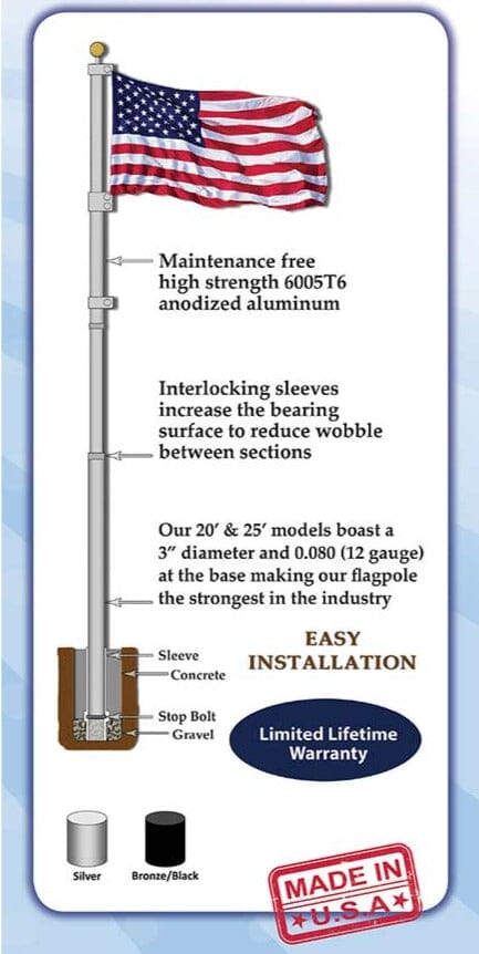 American Standard Telescoping Flagpole | Heavy Duty | Made In USA