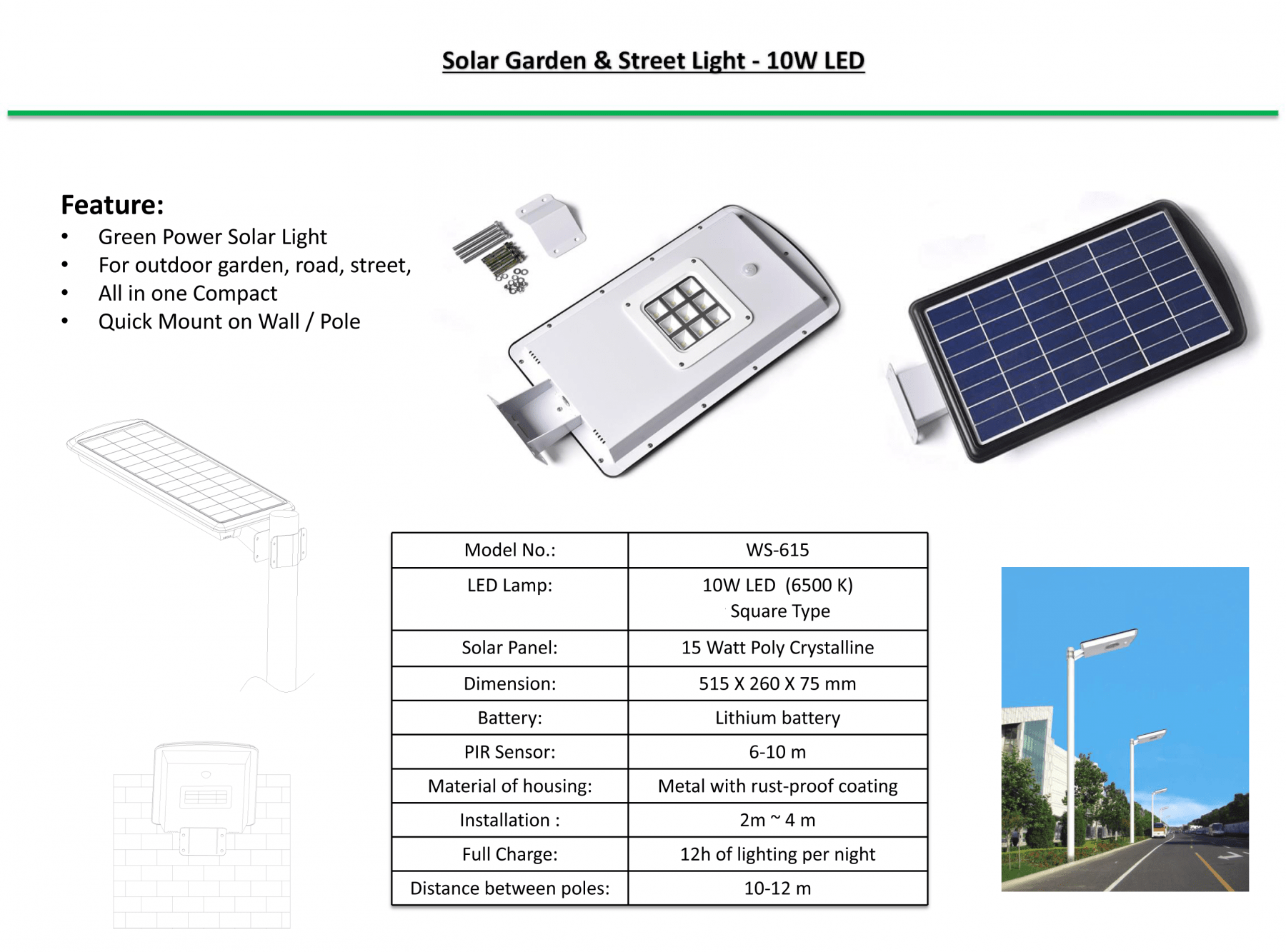 Solar Street Light – 10W or 20W