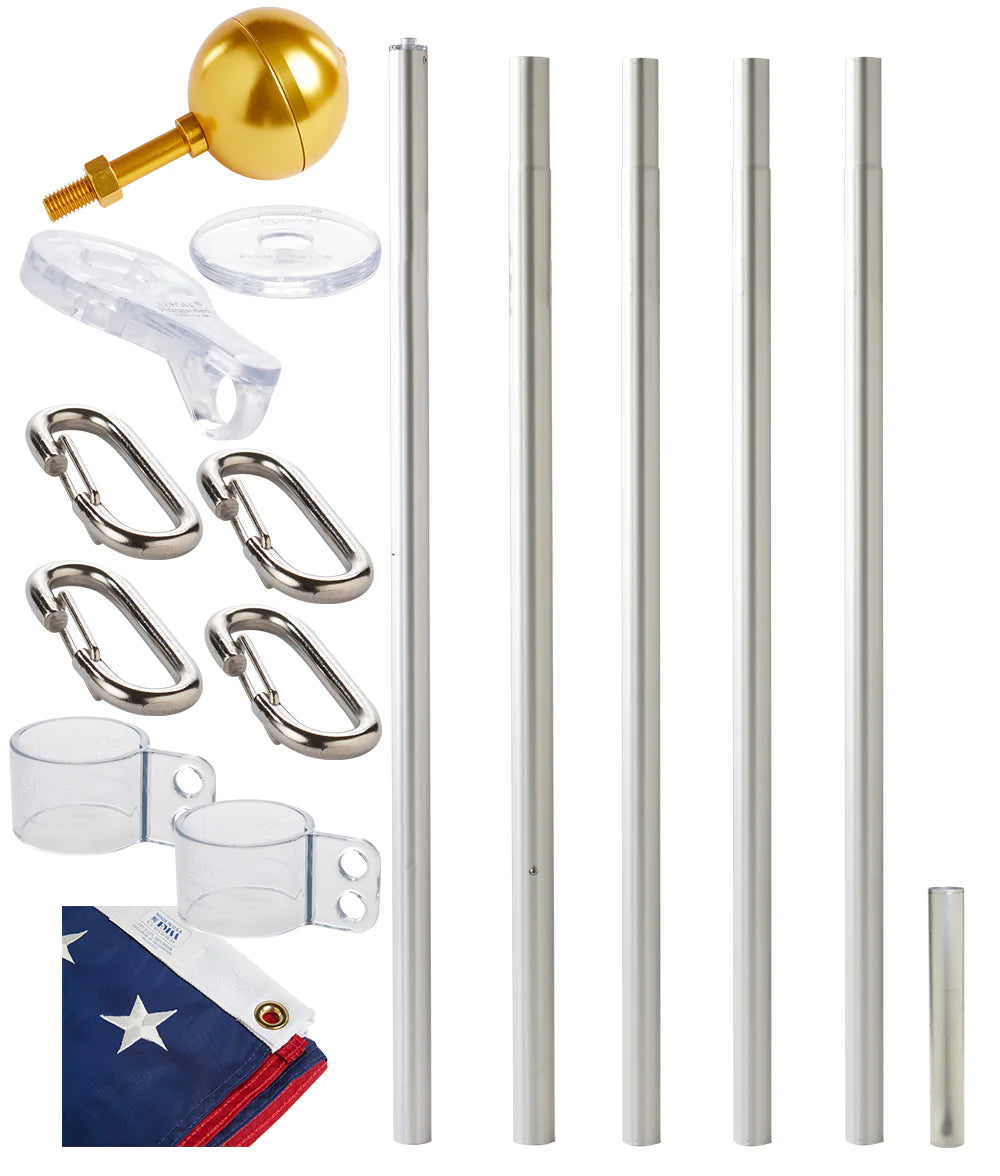 20ft Admiral | Aluminum Flagpole Kit | Sectional Flagpole